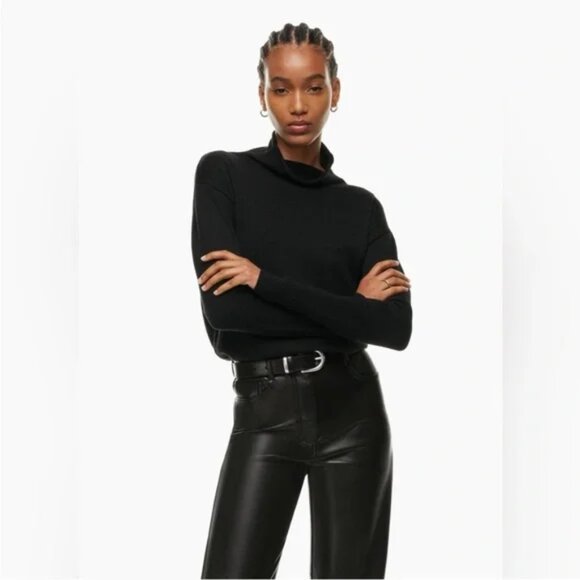 Aritzia Wilfred Cyprie Wool Turtleneck Sweater Mock Neck Black Size XS - Picture 3 of 7